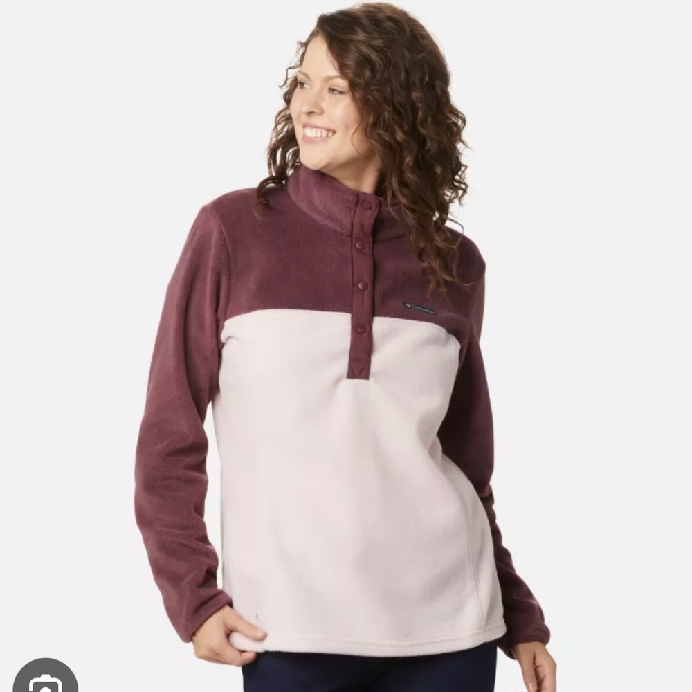 Columbia Women's Benton Springs Snap-Front Fleece Pullover (Malbec/Pink) - XL